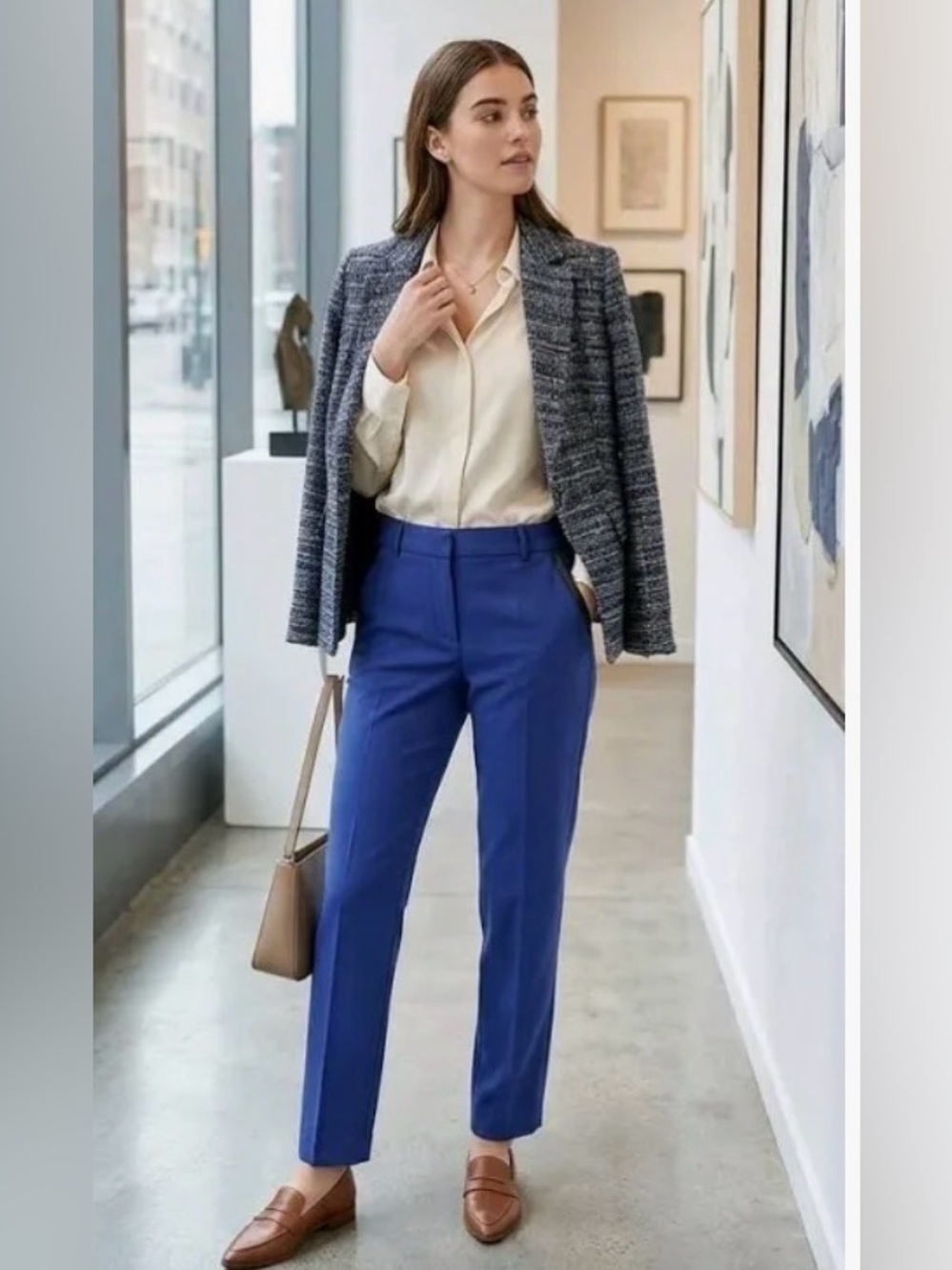 Express Women’s Blue Stretch Columnist Dress Pants - Classic Tailored Fit- 0R